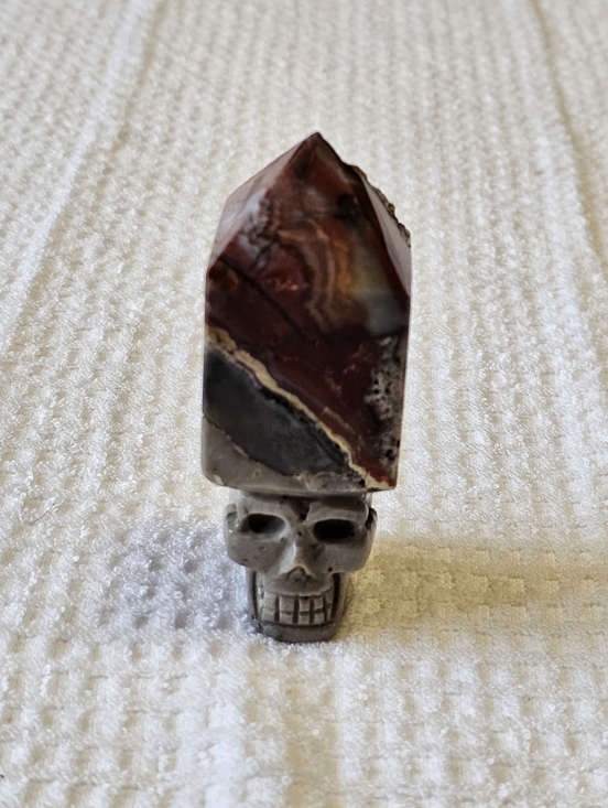 Other - Natural Mexican Lace Agate Crystal Skull Tower